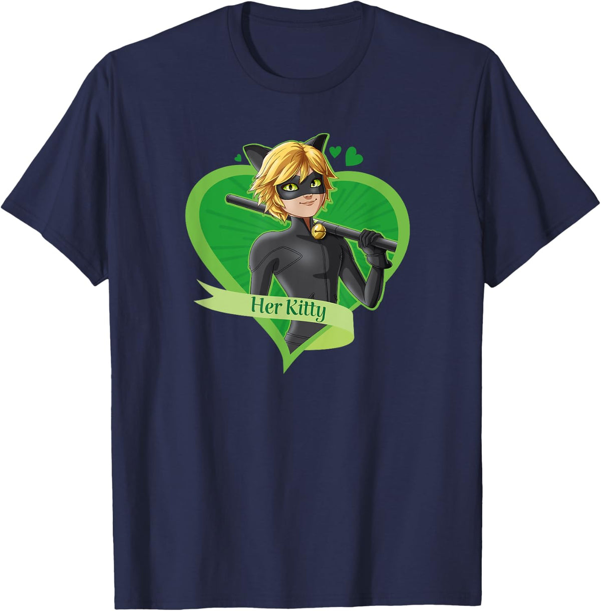 Miraculous Ladybug Valentine's Day Love from Her Kitty T-Shirt - Navy Blue
