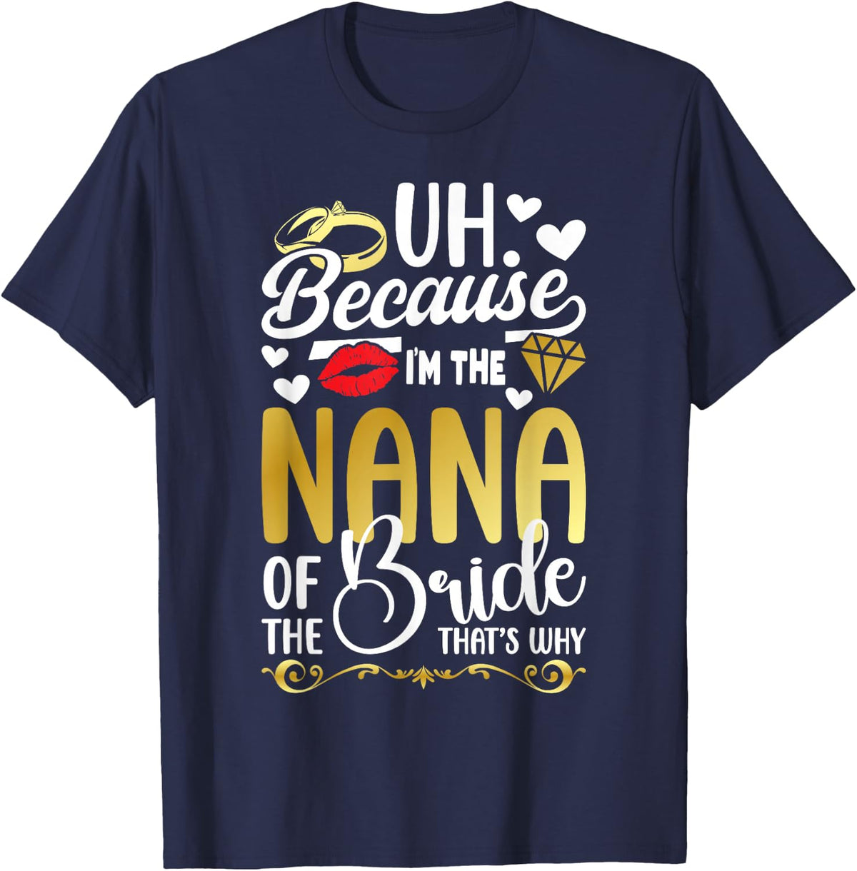 Because I'm The Nana Of The Bride Nana Funny Bride's Nana T-Shirt - Navy Blue