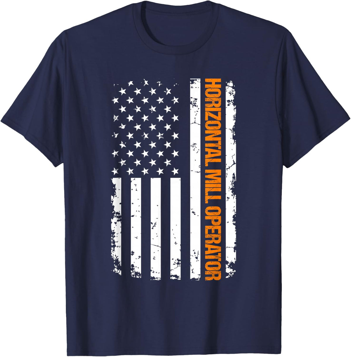 Horizontal Mill Operator USA Flag T-Shirt - Navy Blue