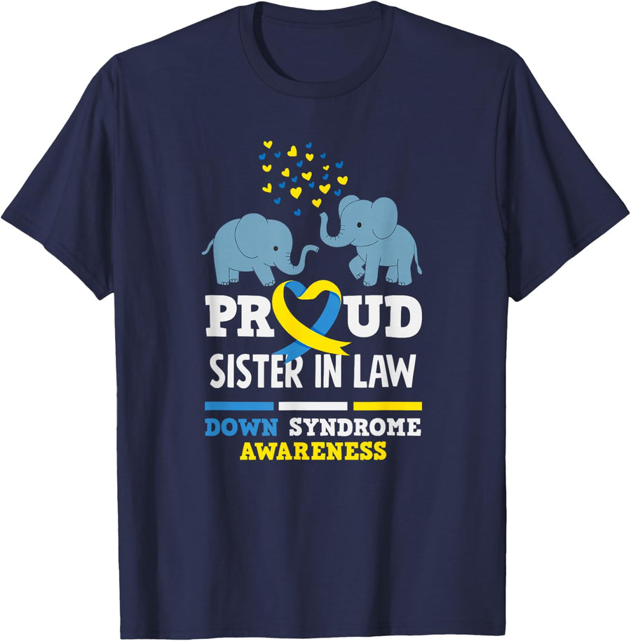 Proud Sister in Law Down Syndrome Awareness T-Shirt - Navy Blue