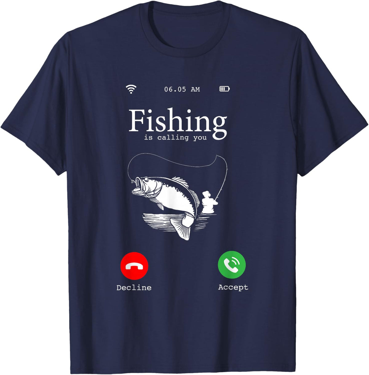 Hilarious Fishing Lovers Gift - Fishing Is Calling You Joke T-Shirt - Navy Blue