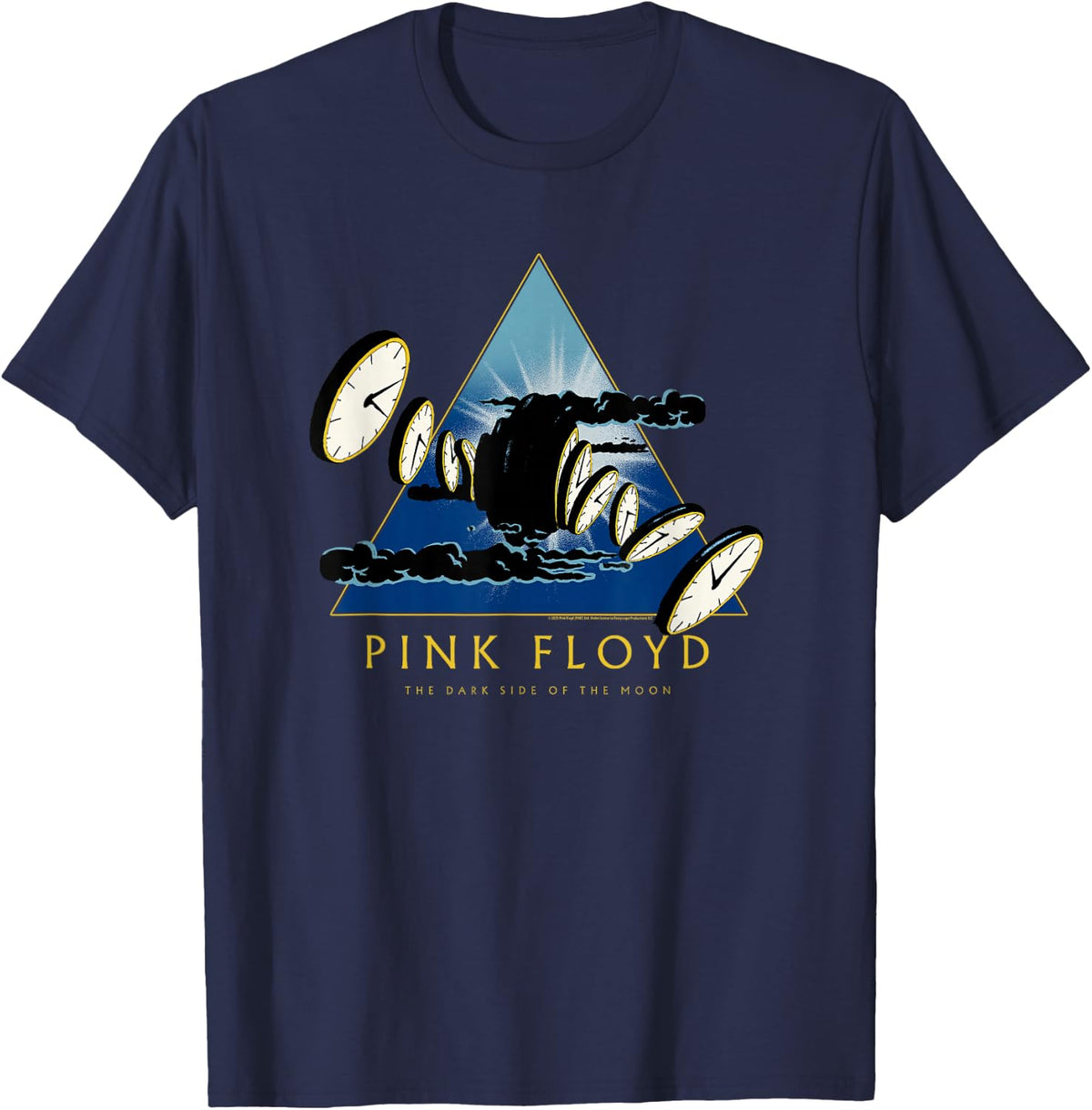 Pink Floyd The Dark Side of The Moon 50th Melting Clocks T-Shirt - Navy Blue