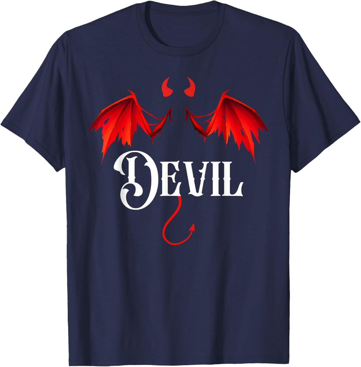 Devil Halloween Matching Couple T-Shirt - Navy Blue