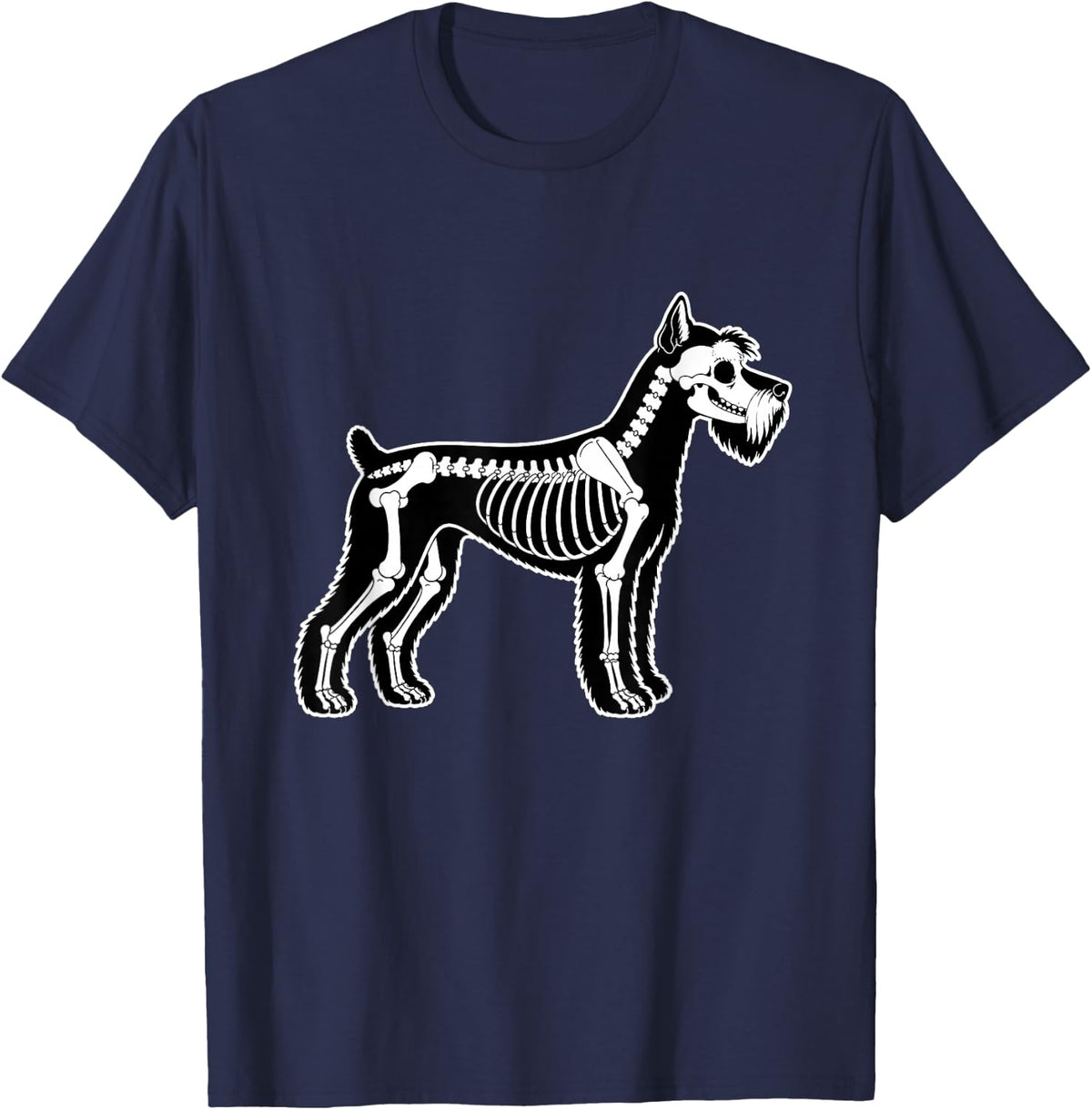 Miniature Schnauzer Skeleton Halloween Costume Dog Lover T-Shirt - Navy Blue