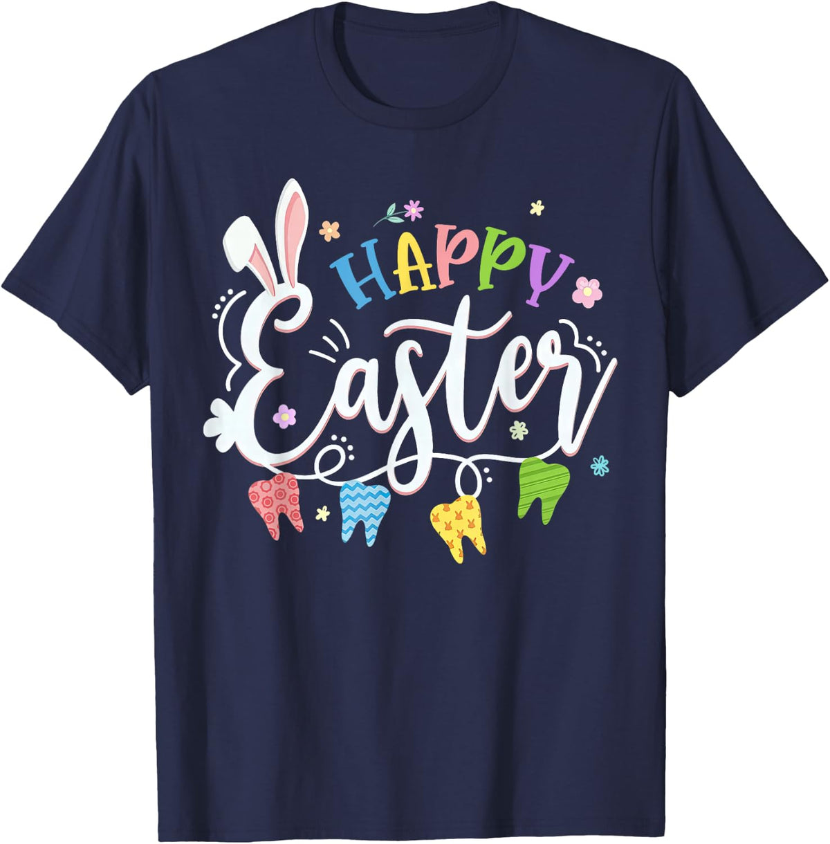 Happy Easter Dentist Bunny Teeth Dental Hygiene T-Shirt - Navy Blue