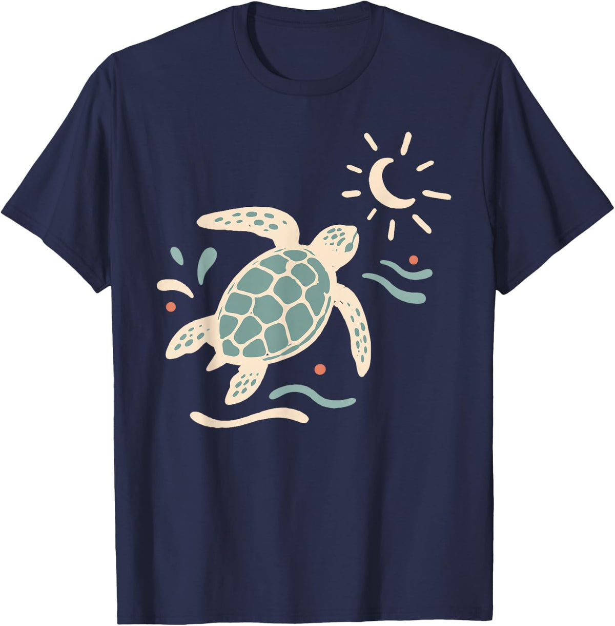 Cute Sea Turtle Beach Ocean Summer Coastal T-Shirt - Navy Blue