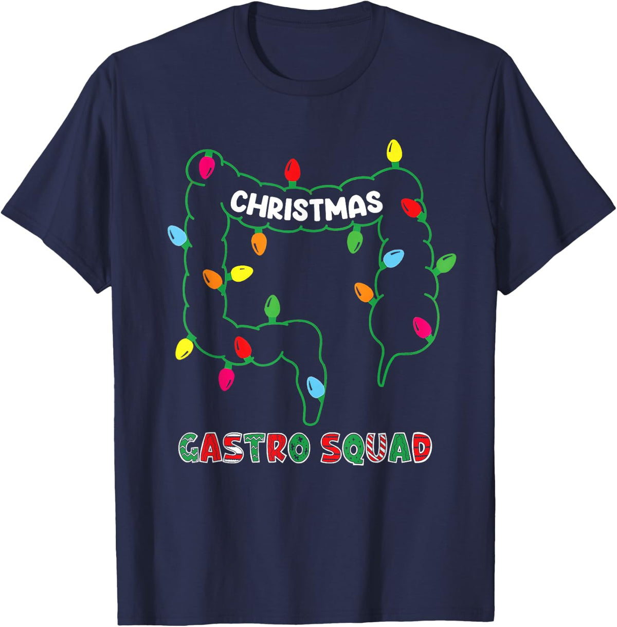 Christmas Gastro Squad Funny Doctor Nurse Holiday T-Shirt - Navy Blue