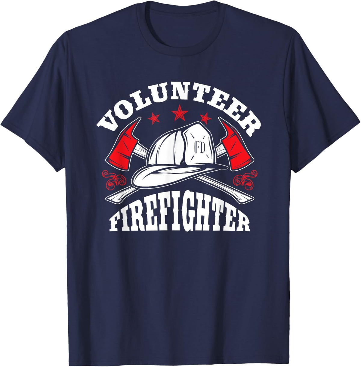 Firefighter Volunteer Vintage Fire Department Fireman Gifts T-Shirt - Navy Blue