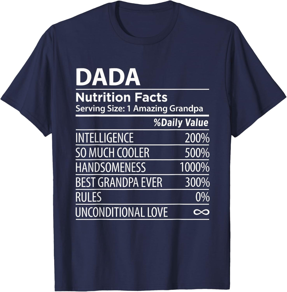 Dada Nutrition Facts | Funny Indian Grandpa T-Shirt - Navy Blue