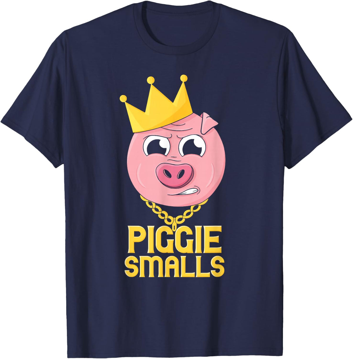 Hip Hop Rap Piggie Smalls Pig Farmer Pun T-Shirt - Navy Blue