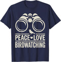 Peace Love Birdwatching Funny Birdwatcher T-Shirt - Navy Blue