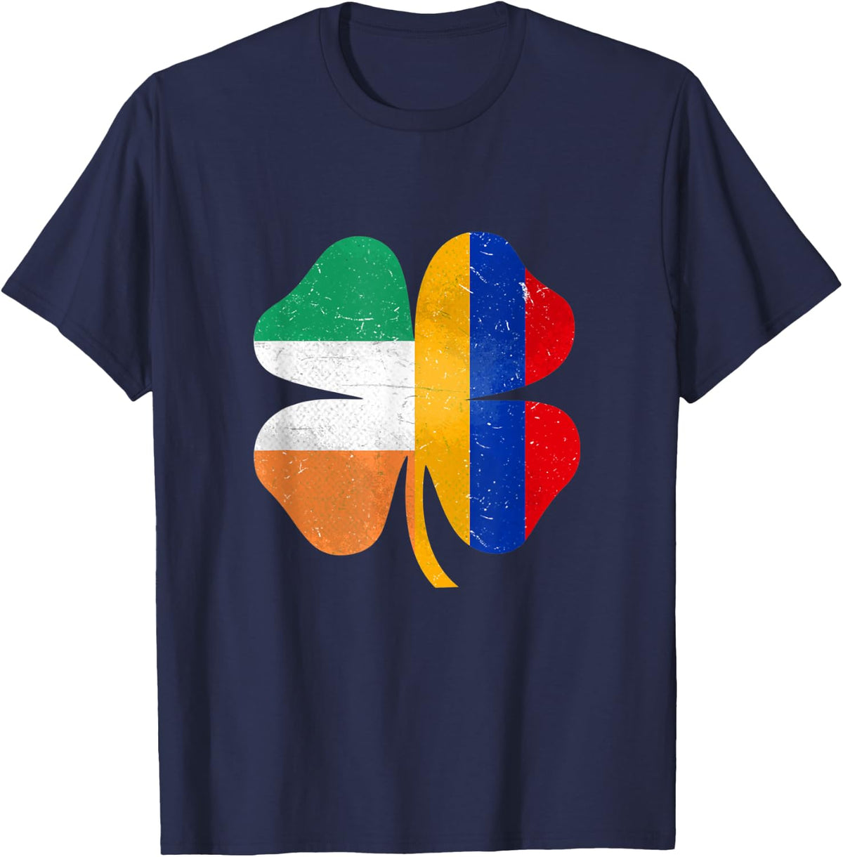 Armenian Irish Shamrock Armenia Ireland St. Patrick's Day T-Shirt - Navy Blue