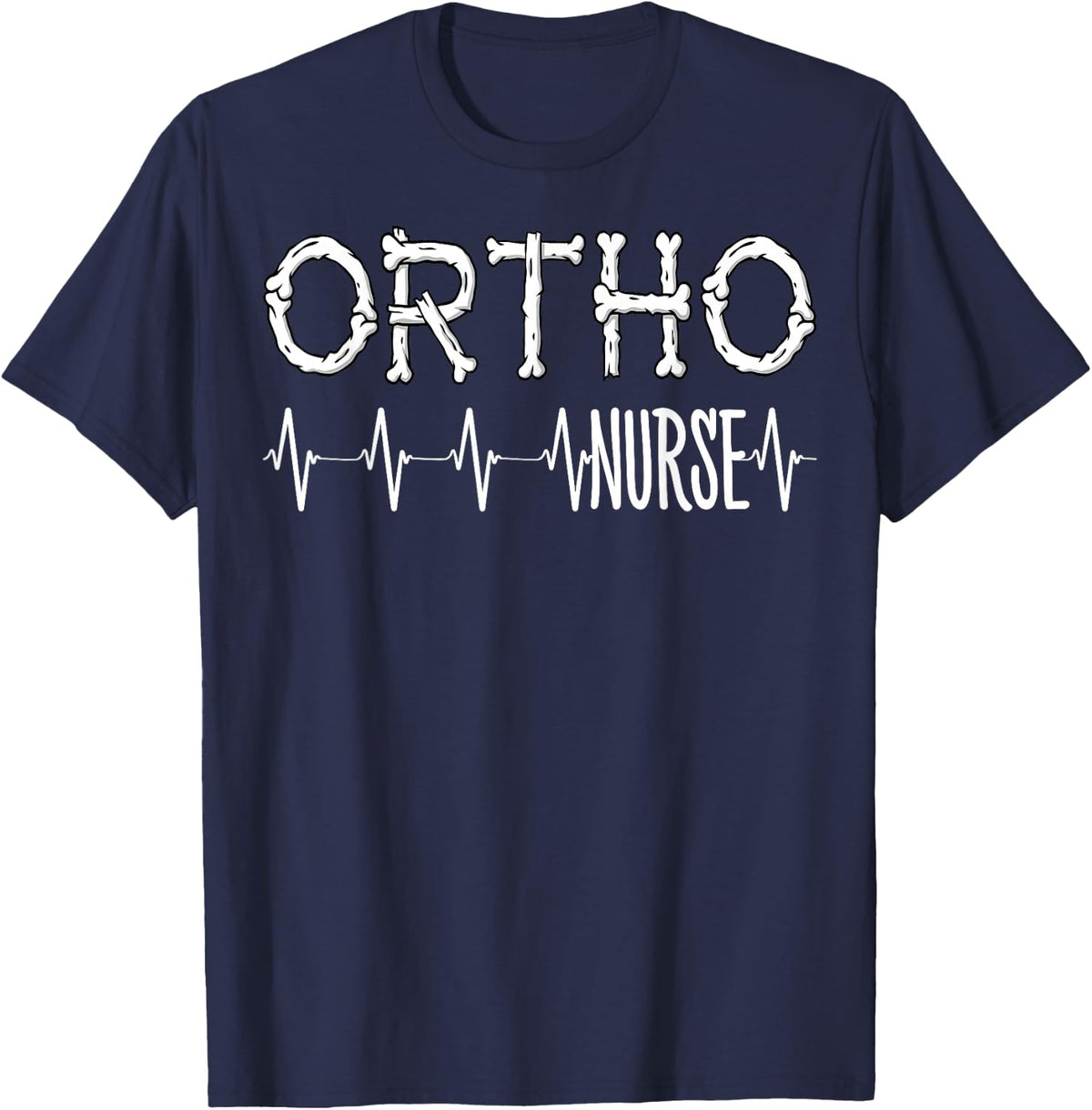 Orthopedic Nurse Heartbeat Tee Ortho Nurse RN T-Shirt Gifts For Nurses - Navy Blue