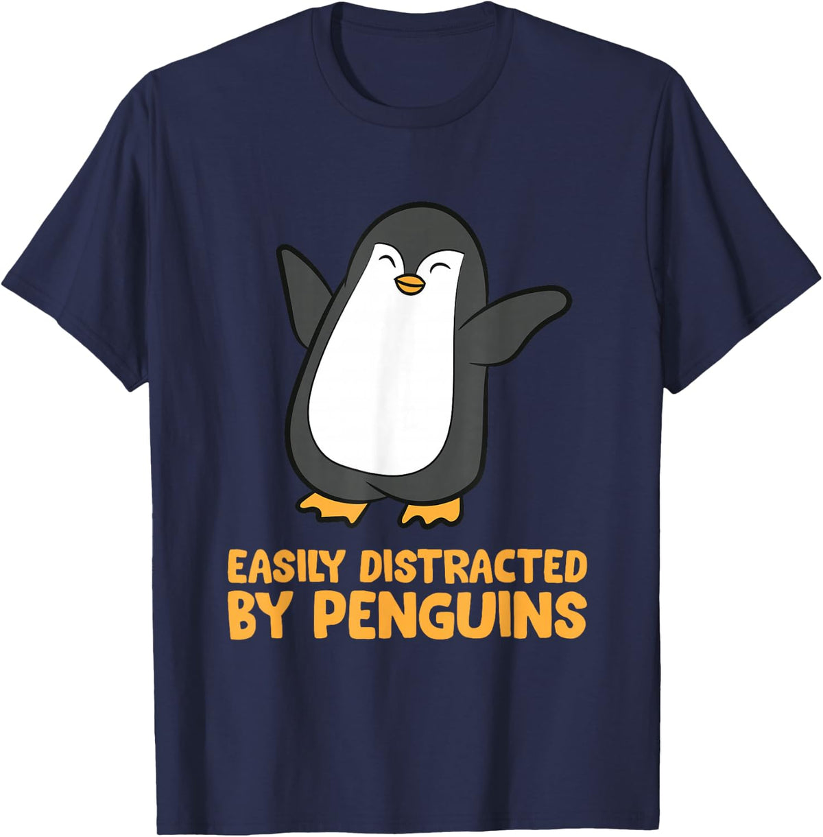 Penguin Easily Distracted By Penguins T-Shirt - Navy Blue