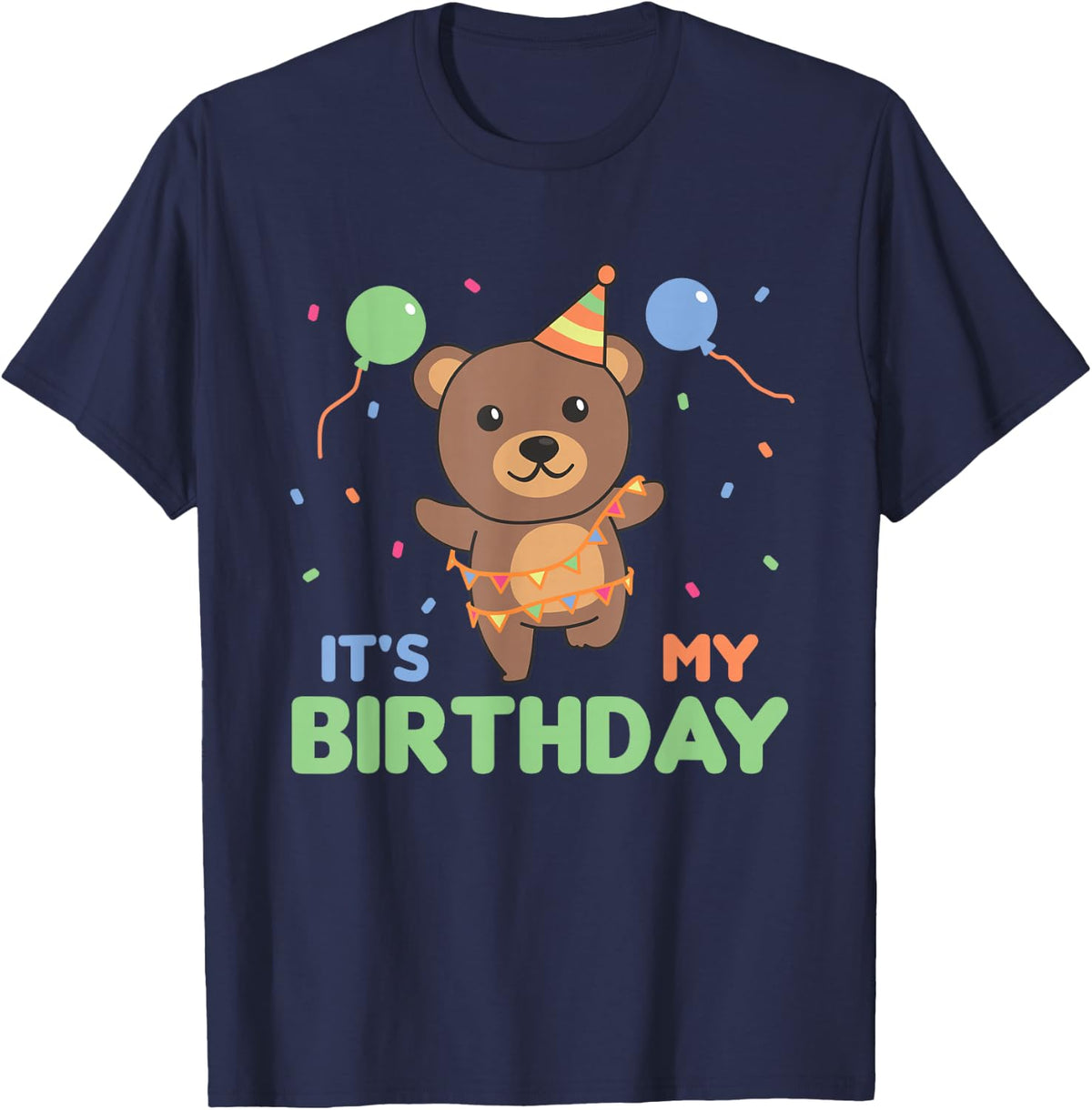 Children's Birthday Bear It's My Birthday T-Shirt - Navy Blue