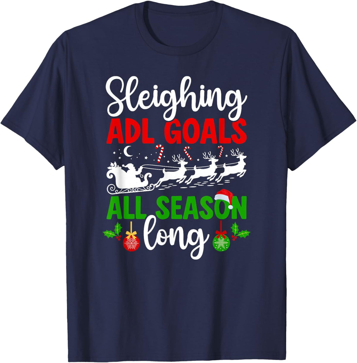 ADL Goals Occupational Therapy Christmas OT Therapist Xmas T-Shirt - Navy Blue
