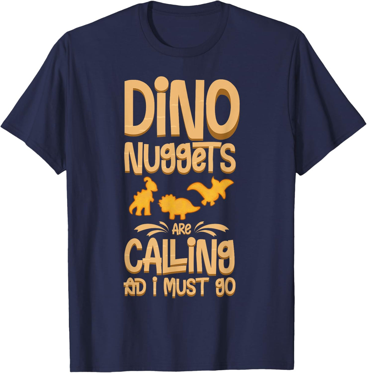 Dino Chicken Nugget Dinosaur Nugs Veggie Funny T-Shirt - Navy Blue