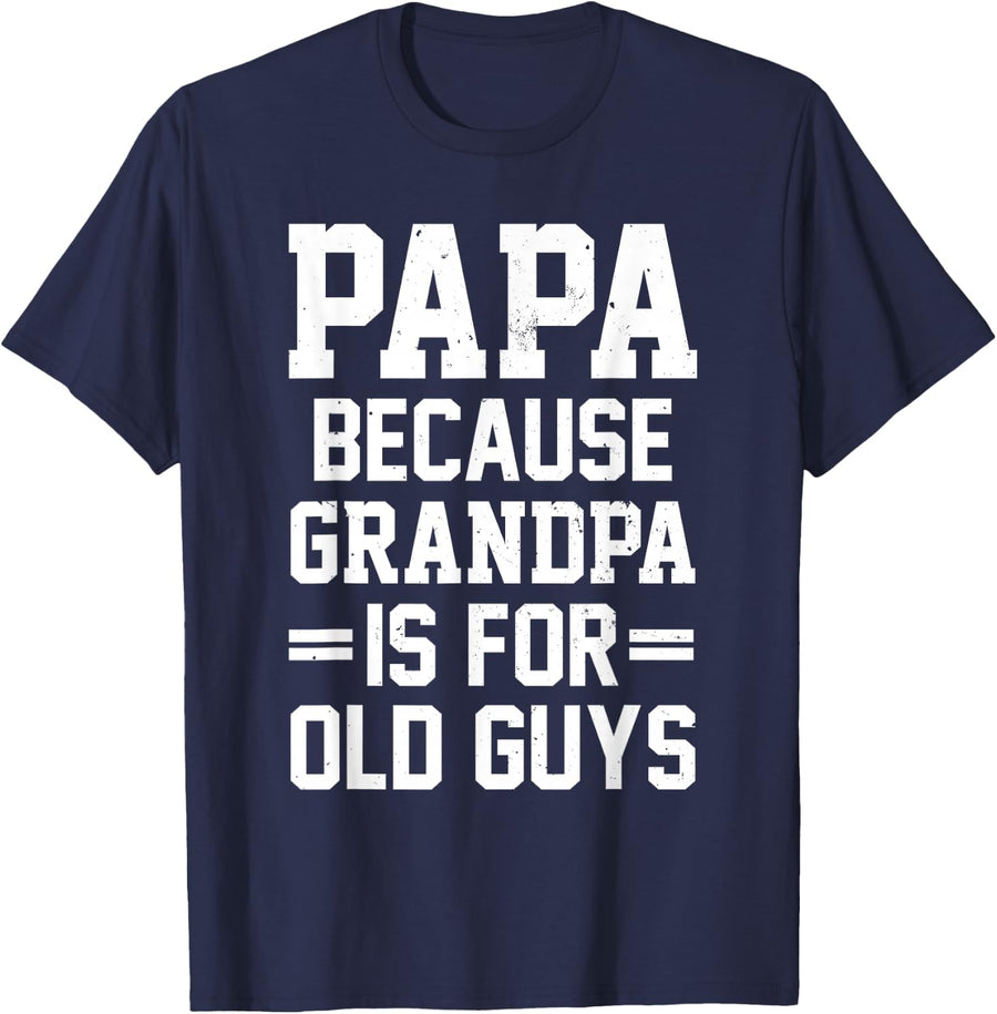 Funny Papa Design For Papa Men Grandpa From Grandkids Papa T-Shirt - Navy Blue