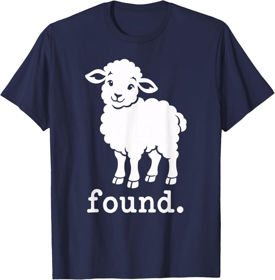 Found. Cute Sheep Christian Faith Parable Lamb T-Shirt - Navy Blue