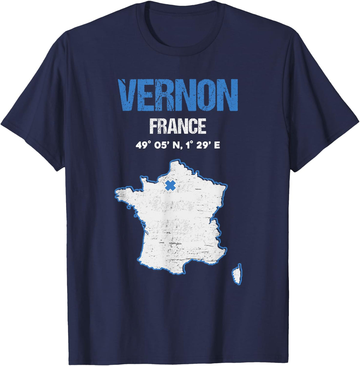 Vernon France City T-Shirt - Navy Blue