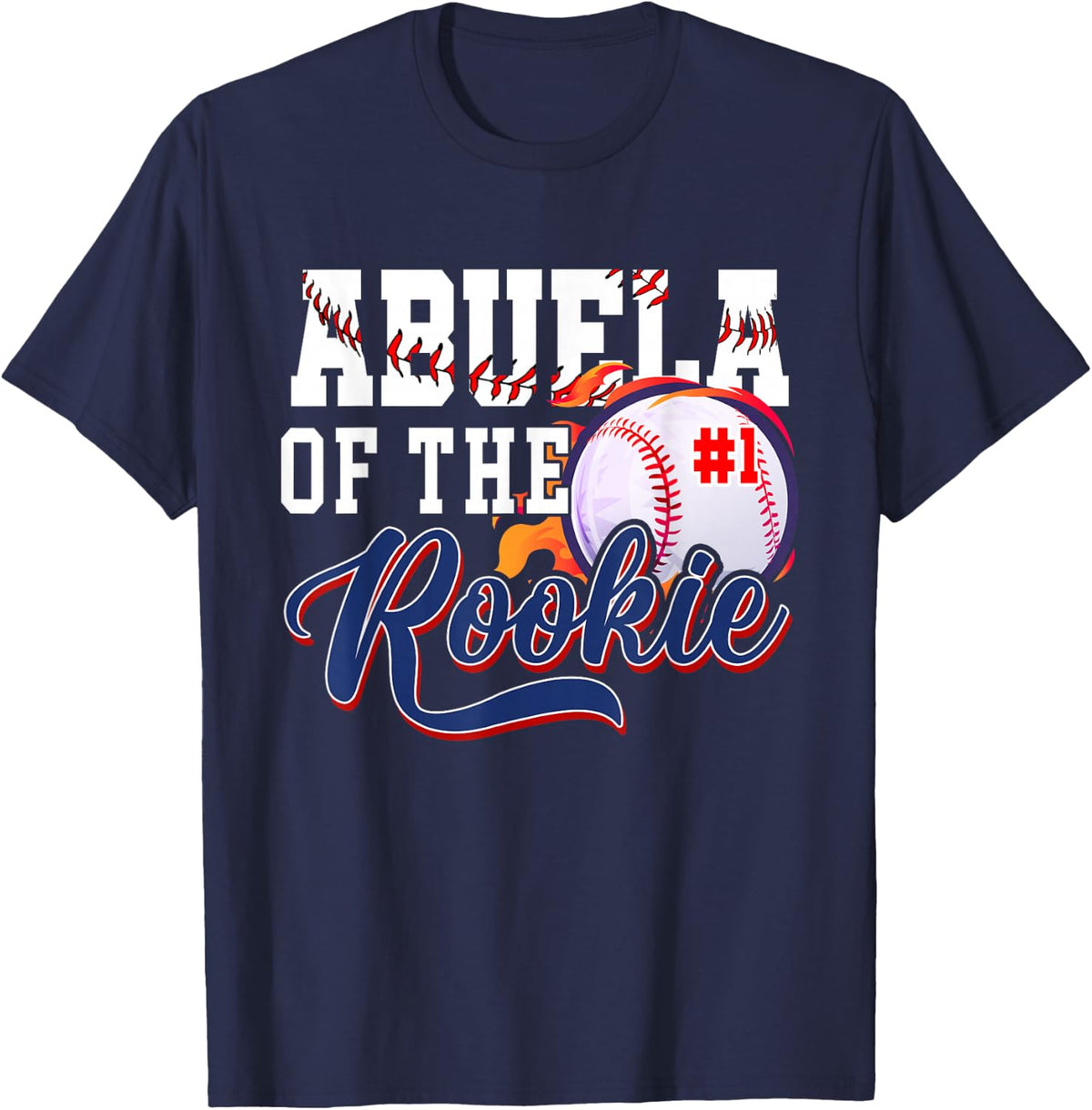 Abuela Rookie of Year 1st Birthday Baseball Theme Matching T-Shirt - Navy Blue