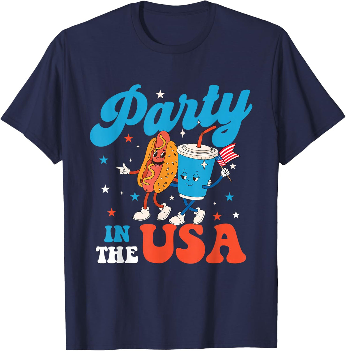 Party in The USA - USA American Flag 4th of July Fourth T-Shirt - Navy Blue