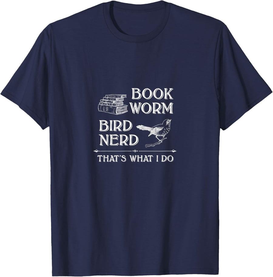Bookworm Bird Nerd, Thats What I Do T-Shirt - Navy Blue