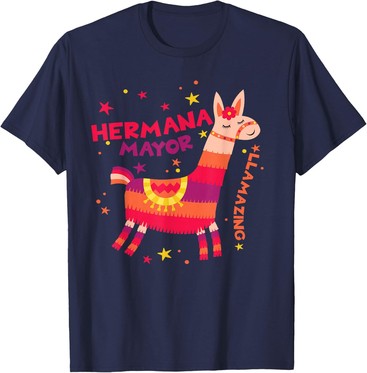 Llamazing Hermana Mayor Llama Pun Spanish Older Sister T-Shirt - Navy Blue