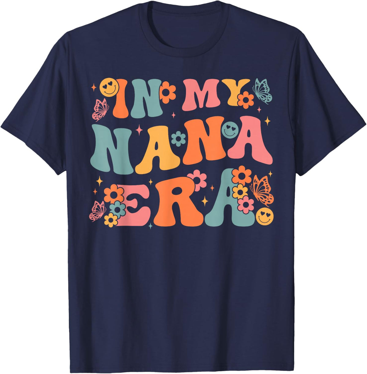 in My Nana Era Baby Announcement for Grandma Mother's Day T-Shirt - Navy Blue