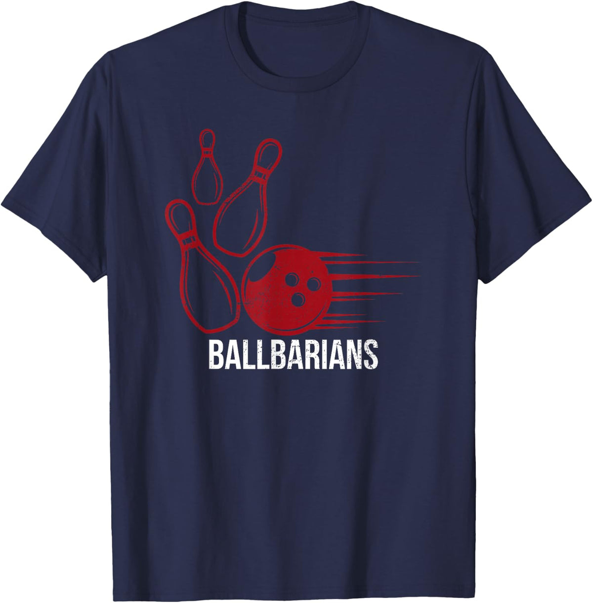 BALLBARIANS Shirt Bowling League Shirt Funny Bowling T-Shirt - Navy Blue