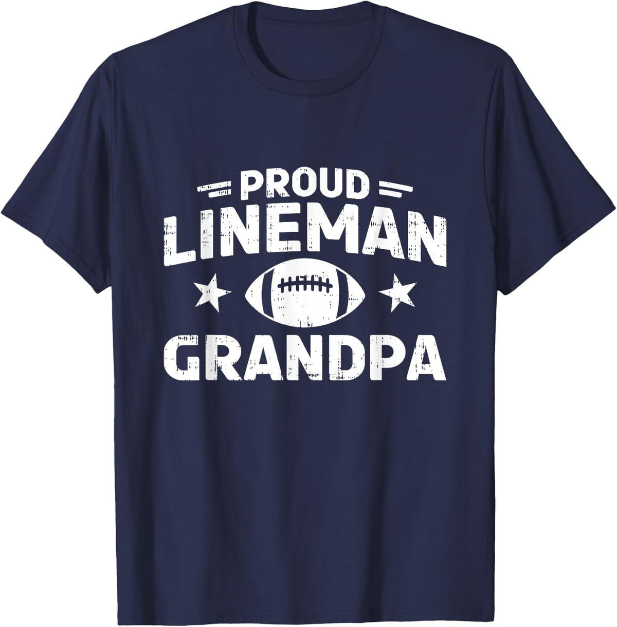 Proud Lineman Grandpa Football Retro Family Quote T-Shirt - Navy Blue