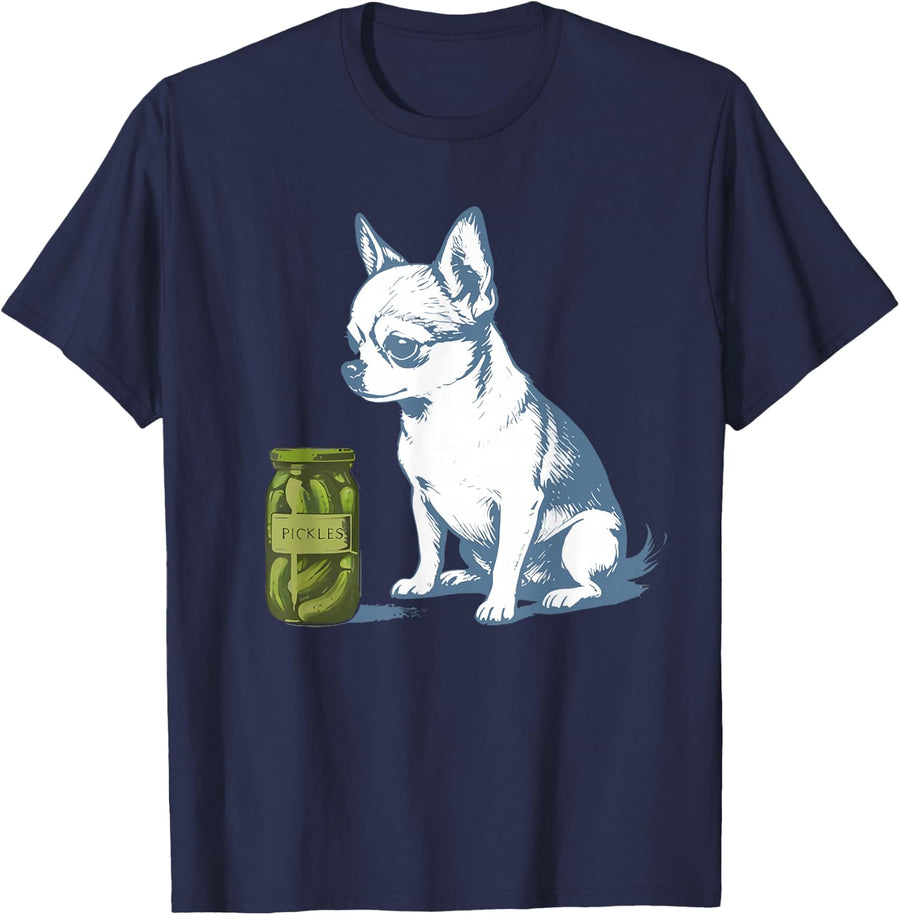 Funny Chihuahua Pickles Meme T-Shirt - Navy Blue