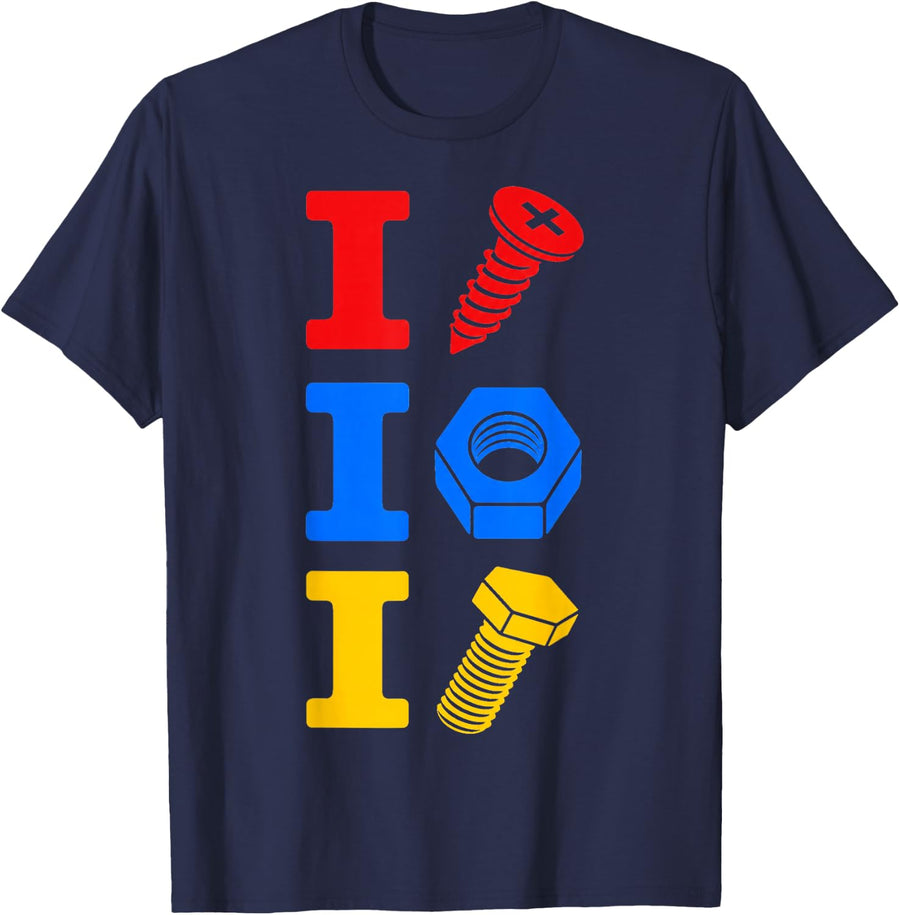 I Screw I Nut I Bolt Funny Car Mechanic Handyman Pun Humor T-Shirt - Navy Blue