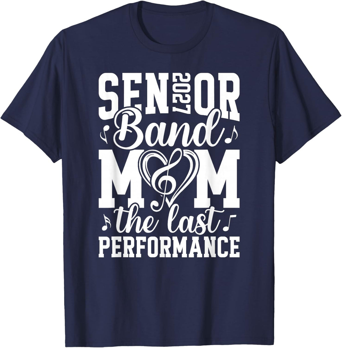 Senior Band Mom 2027 Proud Senior Marching Band Mama 2027 T-Shirt - Navy Blue