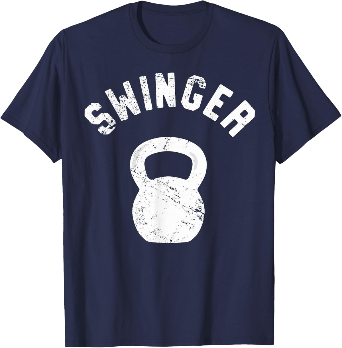 Swinger, Funny Kettlebell Workout Pun Gift T-Shirt - Navy Blue