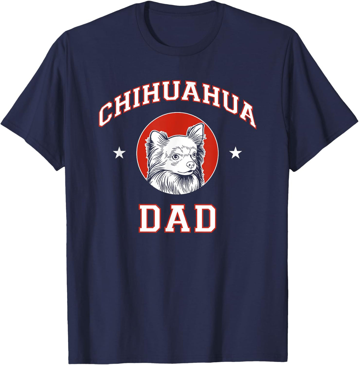 Long Haired Chihuahua Dad Dog Father T-Shirt - Navy Blue