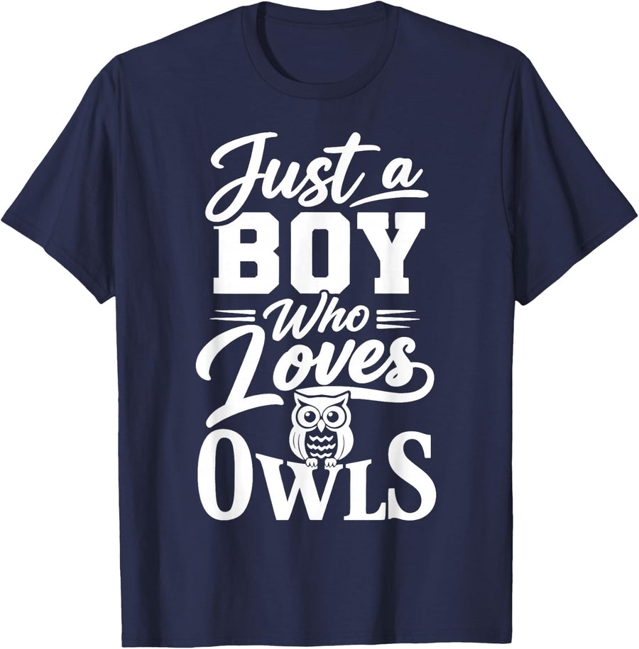 Boy Owl Lover Man Owls T-Shirt - Navy Blue