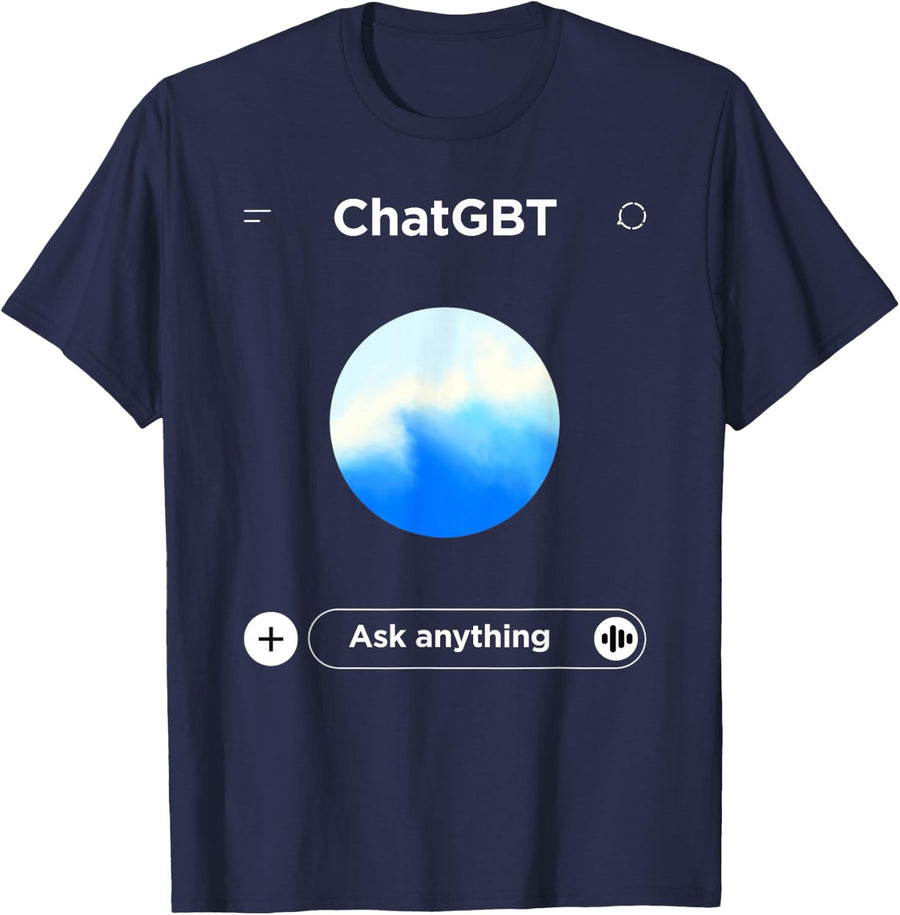 Chat GBT Ask Anything - Funny Ai Meme Parody T-Shirt - Navy Blue