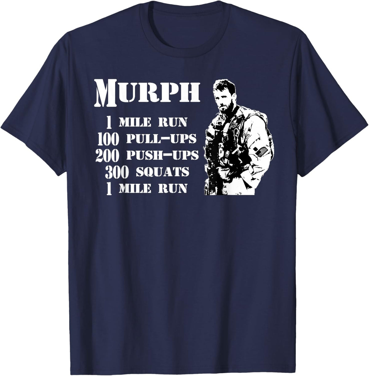 Murph Workout Exercise Challenge Patriotic WOD Gift T-Shirt T-Shirt - Navy Blue