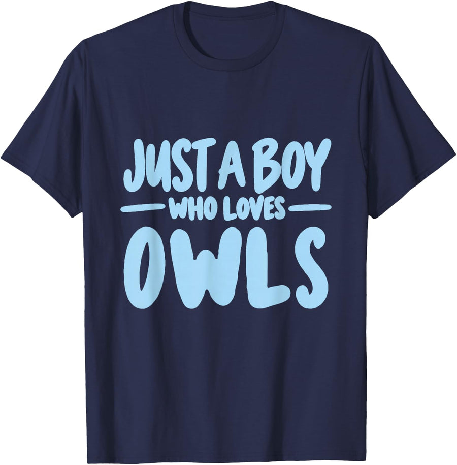 Just a Boy Who Loves Owls Cute Owl Lover T-Shirt - Navy Blue