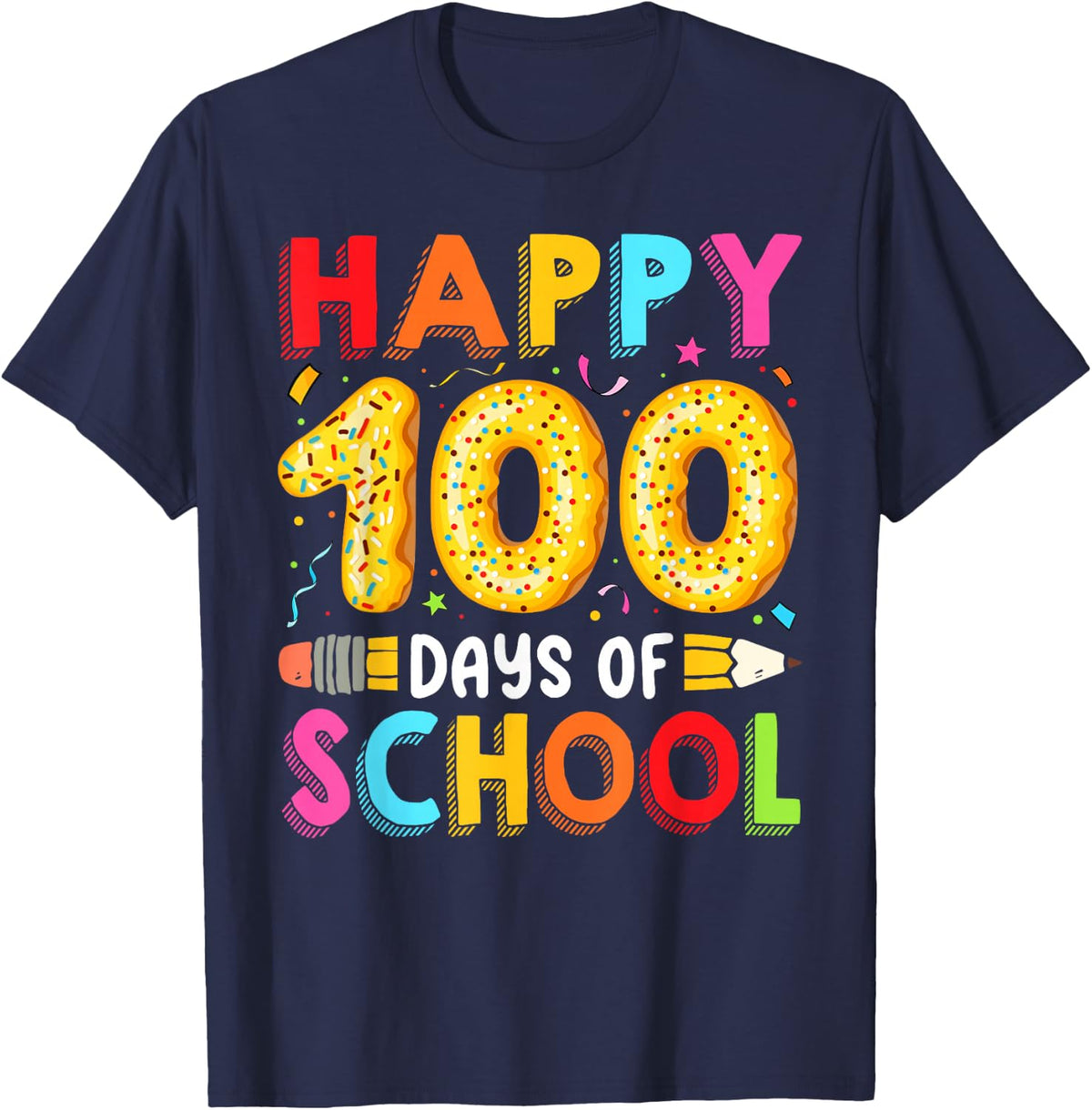 100th Day of School Teachers Student Cute 100 Days Of School T-Shirt - Navy Blue