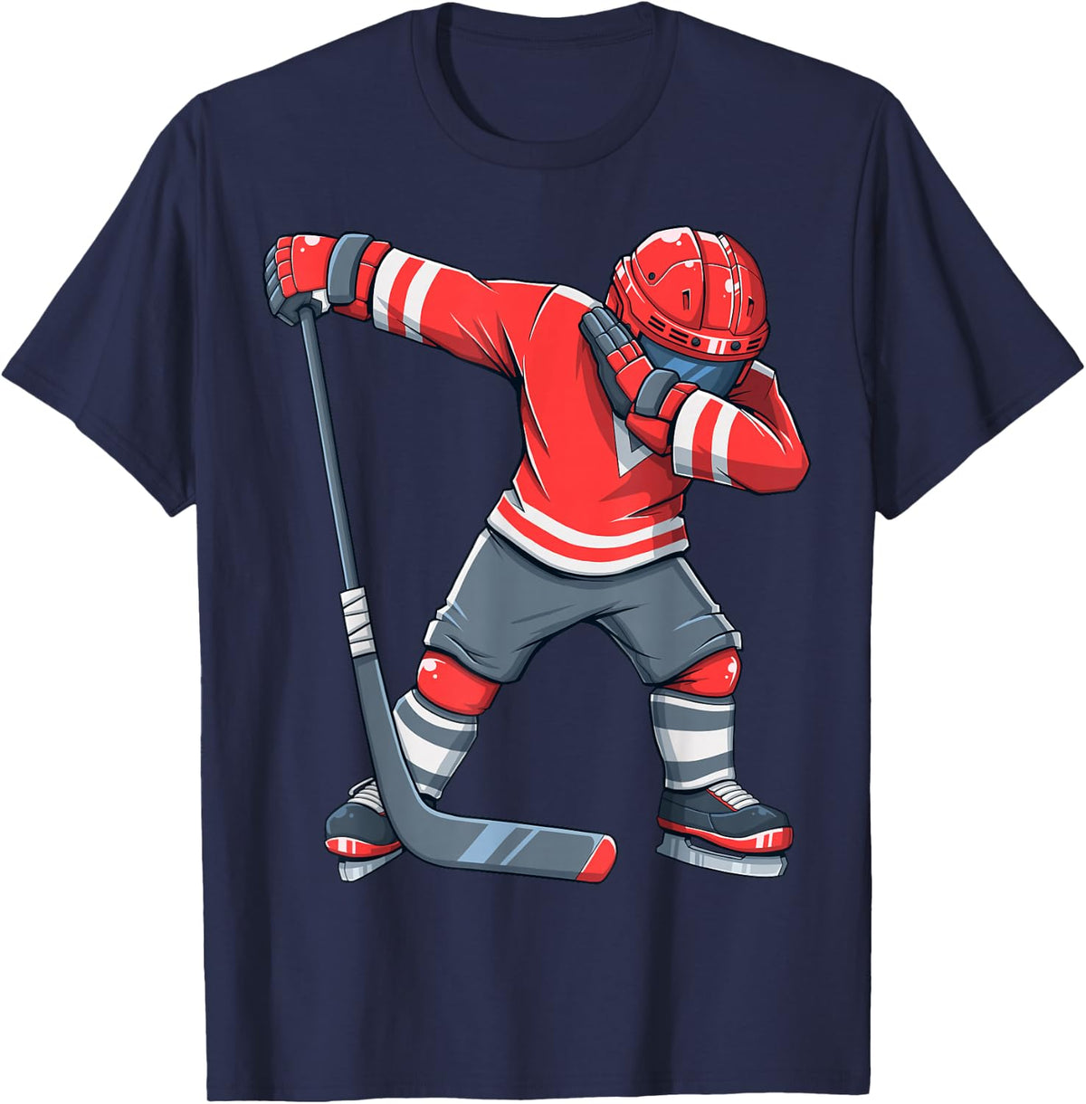 Funny Boy Kid Ice Hockey Dab Apparel Dabbing Player Youth T-Shirt - Navy Blue