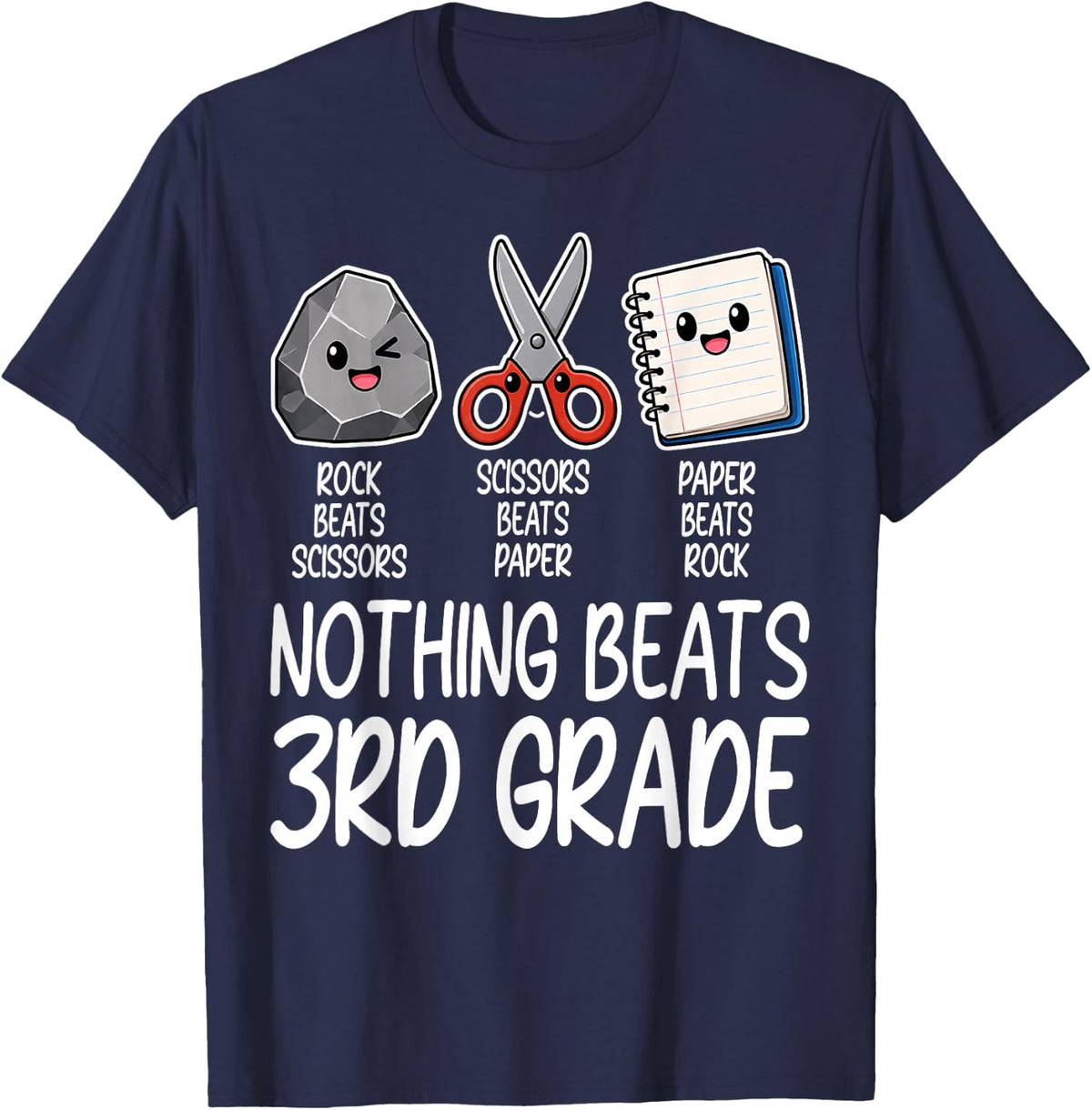 Nothing Beats Third Grade 3rd Back to School Teacher Kids T-Shirt - Navy Blue