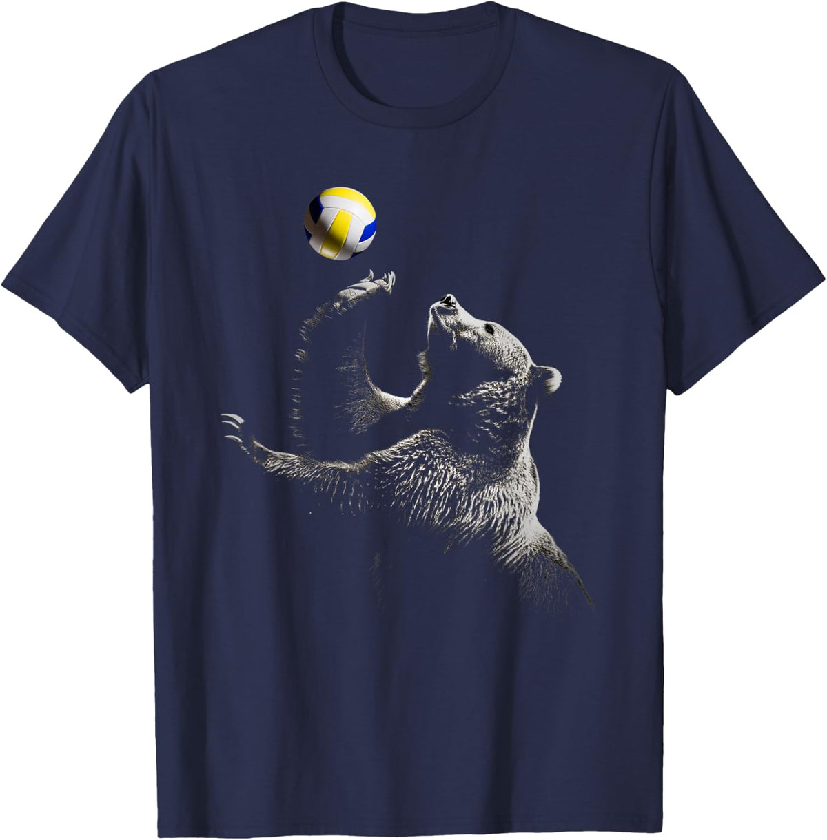 Grizzly Bear Volleyball Bump Set Spike Player Sport Game Tee T-Shirt - Navy Blue