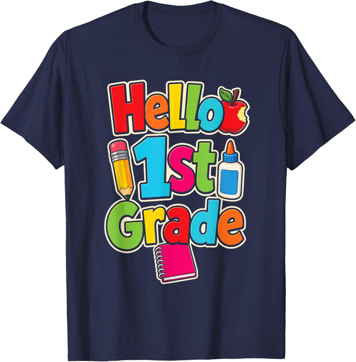1st Grade First Day of School Boys Girls Kids Gift T-Shirt - Navy Blue