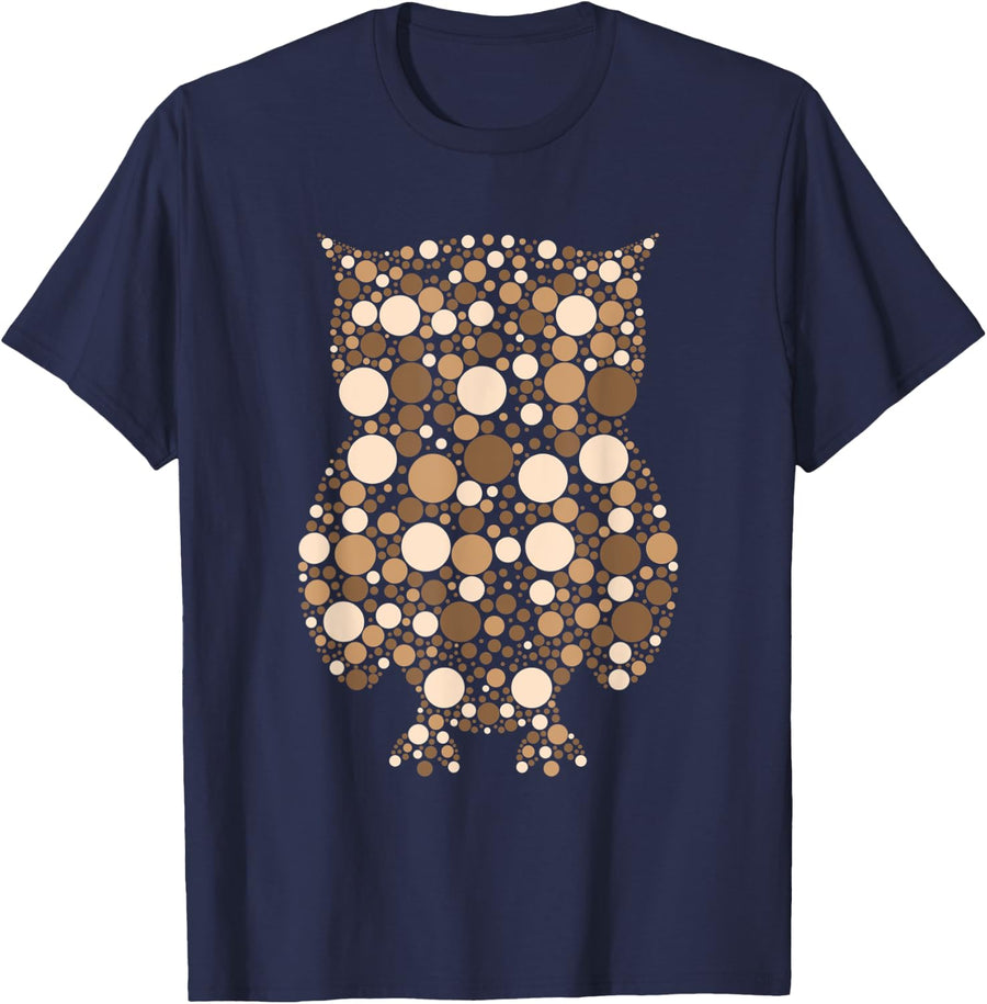 Brown Colors Polka Dot Owl Happy International Dot Day T-Shirt - Navy Blue