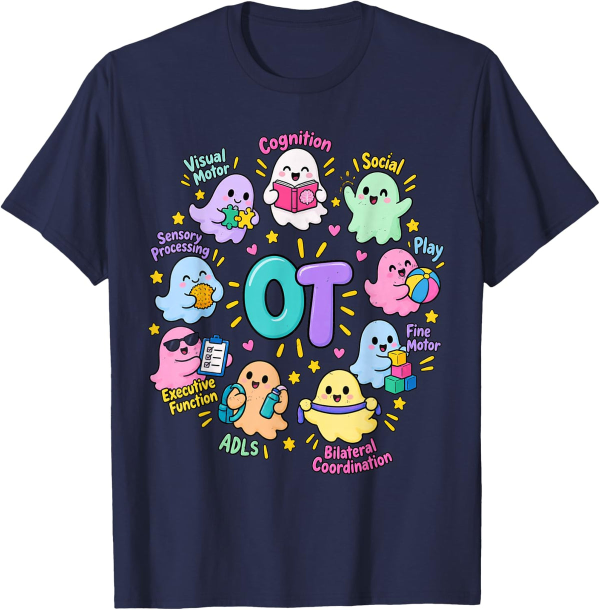 OT Cognition Visual Motor Social Sensory Processing Play T-Shirt - Navy Blue