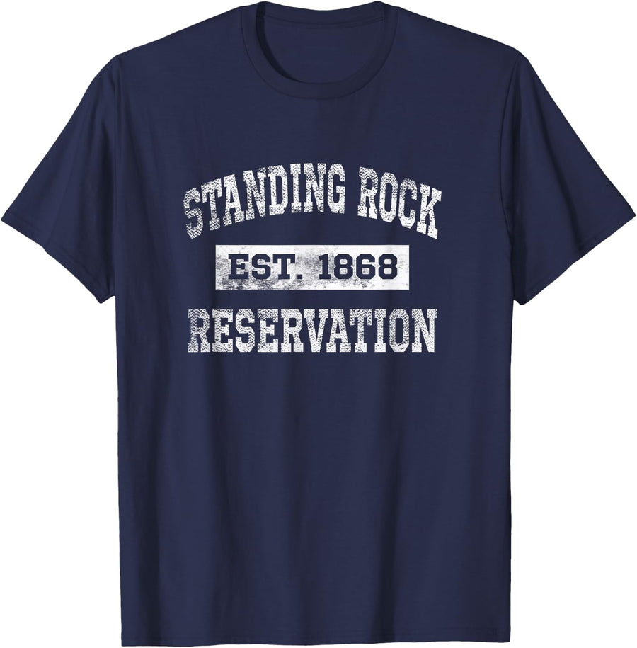 Standing Rock Reservation T Shirt Est. 1868 Distressed T-Shirt - Navy Blue