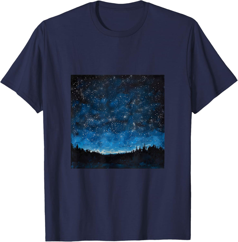 Night Sky With Stars T-Shirt - Navy Blue