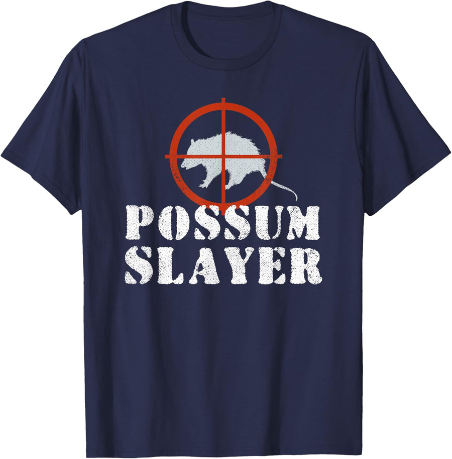 Possum Slayer Opossum Hunting Tee Funny Hunting T-Shirt for Men Women - Navy Blue